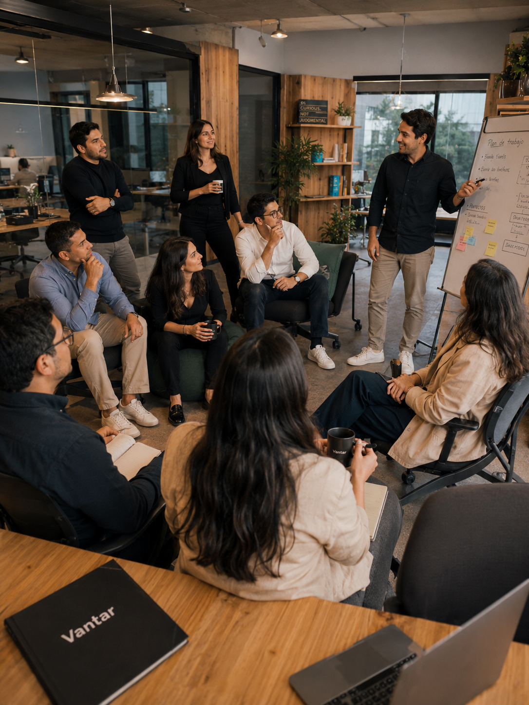 Equipo de Vantar Consulting trabajando en una sesión estratégica